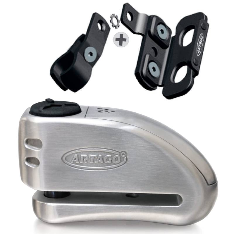 ARTAGO 32S4 Pack Bremsscheibenschloss mit Alarm 120db Hohe Sicherheit + Halterung für Honda CRF 1000L Africa Twin, SRA Homologiert von Artago
