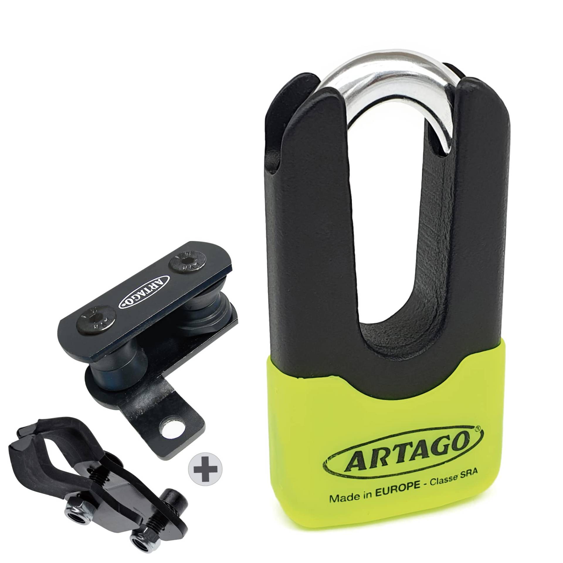 Artago 69X5 Pack Bremsscheibenschloss Diebstahlsicherung Hohe Sicherheit + Halterung für Ducati Monster Diavel, Homologiert SRA, Sold Secure Gold, ART4 von Artago