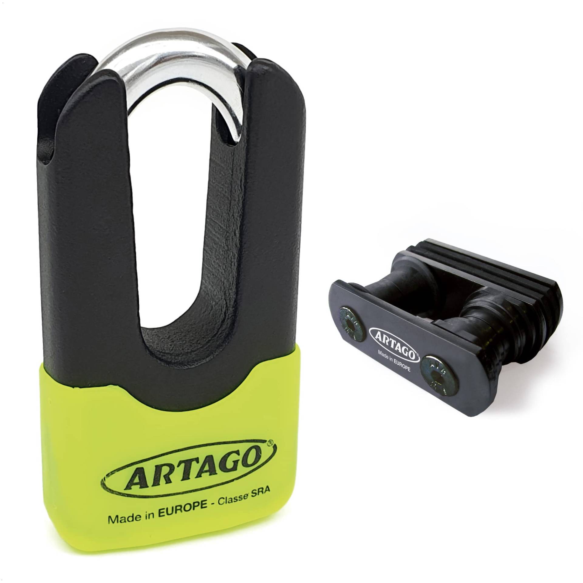 Artago 69X6 Pack Bremsscheibenschloss Diebstahlsicherung Hohe Sicherheit + Halterung für Yamaha MT-09 und Tracer 900, Homologiert SRA, Sold Secure Gold, ART4 von Artago