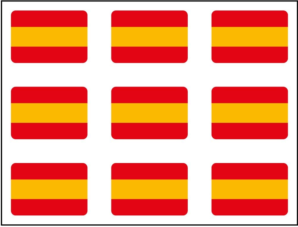 Aufkleber, spanische Flagge, rechteckig, 9 Stück,16 x 11 mm pro Stück von Artimagen