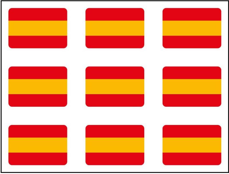 Aufkleber, spanische Flagge, rechteckig, 9 Stück,16 x 11 mm pro Stück von Artimagen