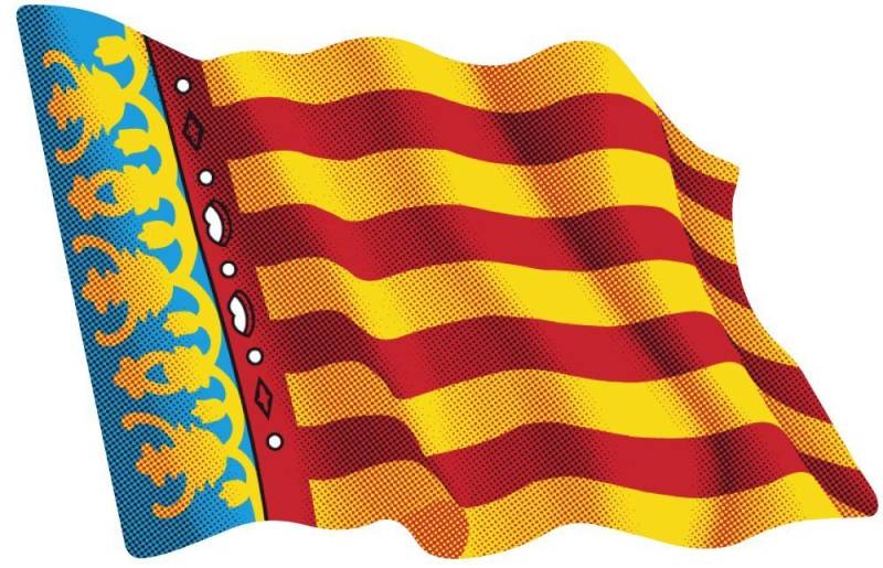 Pegatina Bandera Ondeante Comunidad Valenciana von Artimagen