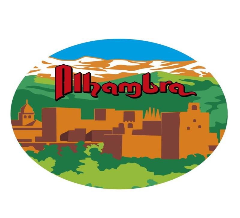 Sticker Oval Alhambra Granada von Artimagen