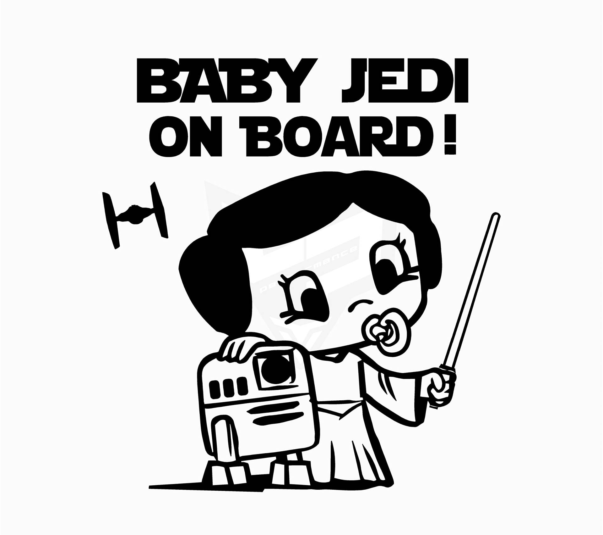 Artstickers 2 Stück Aufkleber Baby an Bordo Baby Jedi Aufkleber Baby on Board Auto Aufkleber Sticker Schwarz 16 x 15 cm von Artstickers