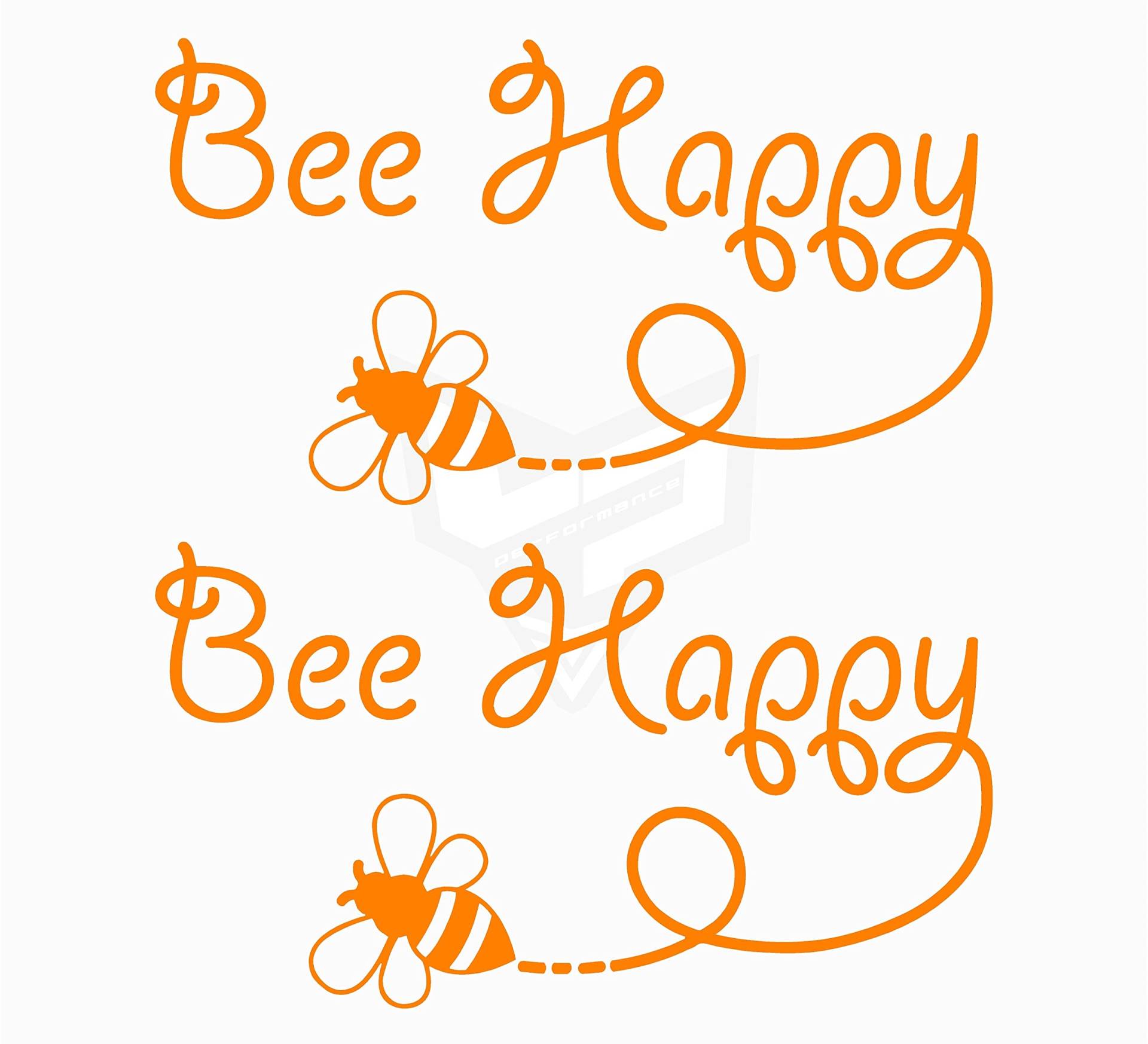 Artstickers 2 Stück Bee Happy Aufkleber für Auto, Motorrad-Aufkleber, Helmaufkleber, Orange von Artstickers