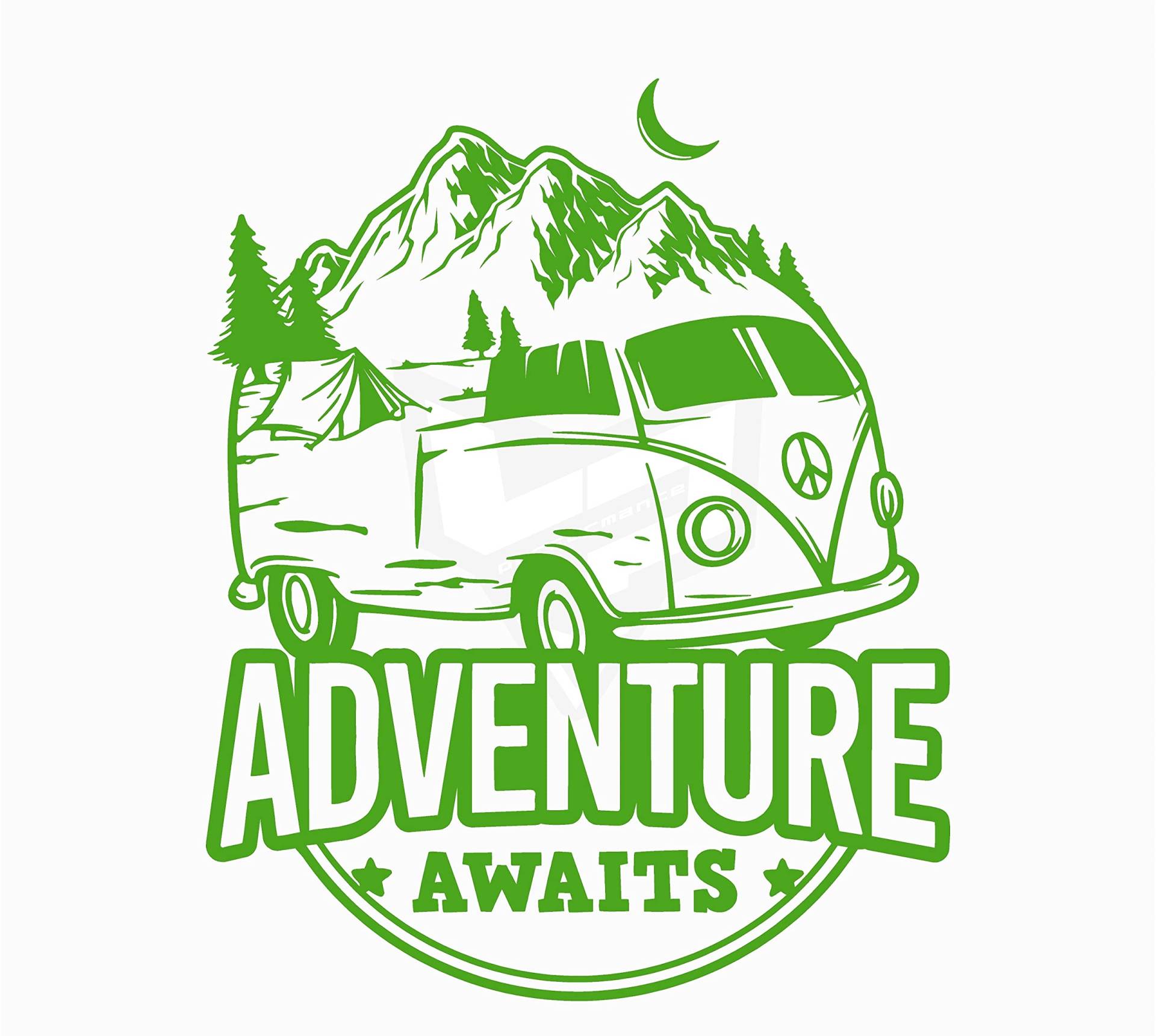 Artstickers Aufkleber für Camper Adventure Awaits, Wohnwagen-Aufkleber, Grün, 26 x 21 cm von Artstickers