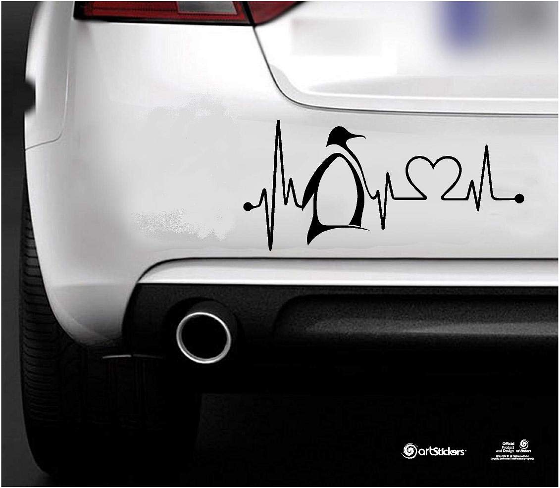 Autoaufkleber Pinguin, 20 cm, für Auto-Liebhaber. Farbe: schwarz Aufkleber Pinguin Herzschlag Spilarts-Geschenkaufkleber, eingetragene Marke. von Artstickers