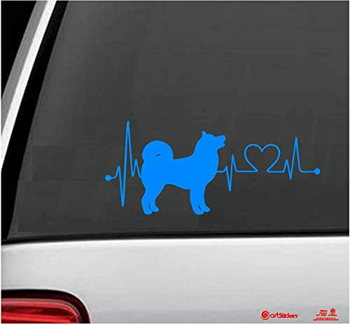 artstickers Autoaufkleber Akita Inu 20 cm für Autoliebhaber. Farbe: Blau Aufkleber Hund Herzschlag Spilarts-Geschenkaufkleber, eingetragene Marke. von Artstickers