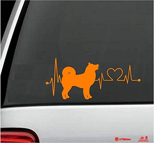 artstickers Autoaufkleber Akita Inu 20 cm für Autoliebhaber. Farbe: Orange. Aufkleber Hund Herzschlag Spilarts-Geschenkaufkleber, eingetragene Marke. von Artstickers