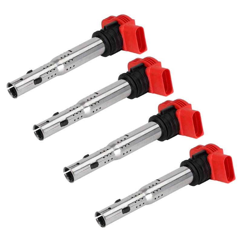 Artudatech Auto-Zündspule 06E905115E, 4x Rot Auto Zündspule Set OEM: 06D905115 06E905115 für A-u-d-i R8 2.0TFSI/2.0TSI A3/ für GOLF 5/ für LEON von Artudatech