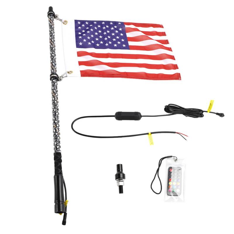 Artudatech 3ft RGB LED APP Whip Lights Antenna W/Flag Remote Control for Polaris UTV ATV von Artudatech