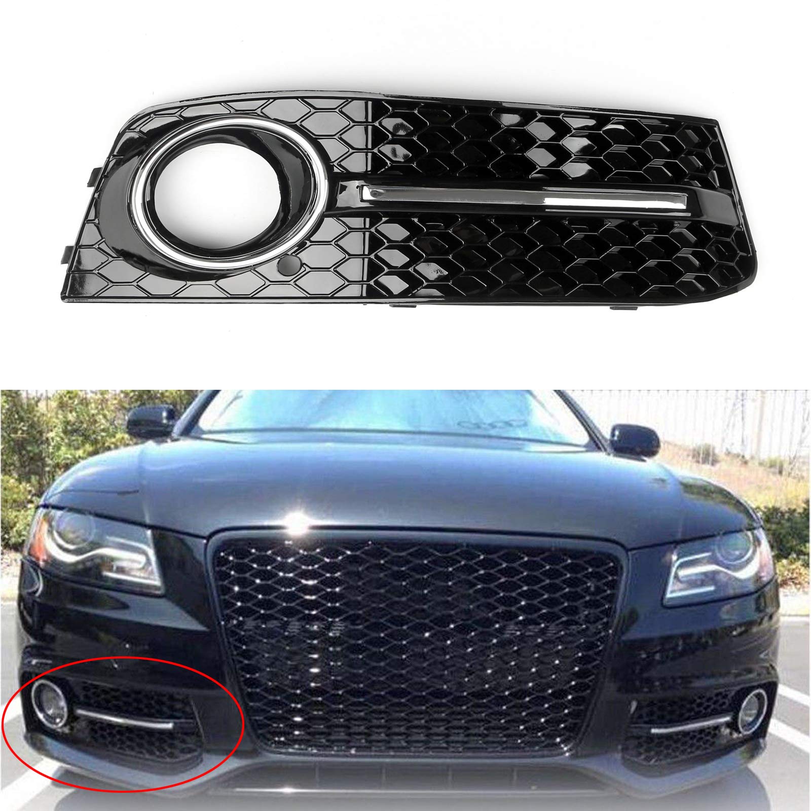 Artudatech Auto Kühlergrill, Richtig Frontgrill Kühlergrill Gitter Nebelleuchte Grill Grille Stoßstangengrill für A-U-D-I A4 B8 2009 2010 2011 2012 Artudatech Auto Kühlergrill, Richtig Frontgrill Kühlergrill Gitter Nebelleuchte Grill Grille Stoßstangengrill für A-U-D-I A4 B8 2009 2010 2011 2012 von Artudatech