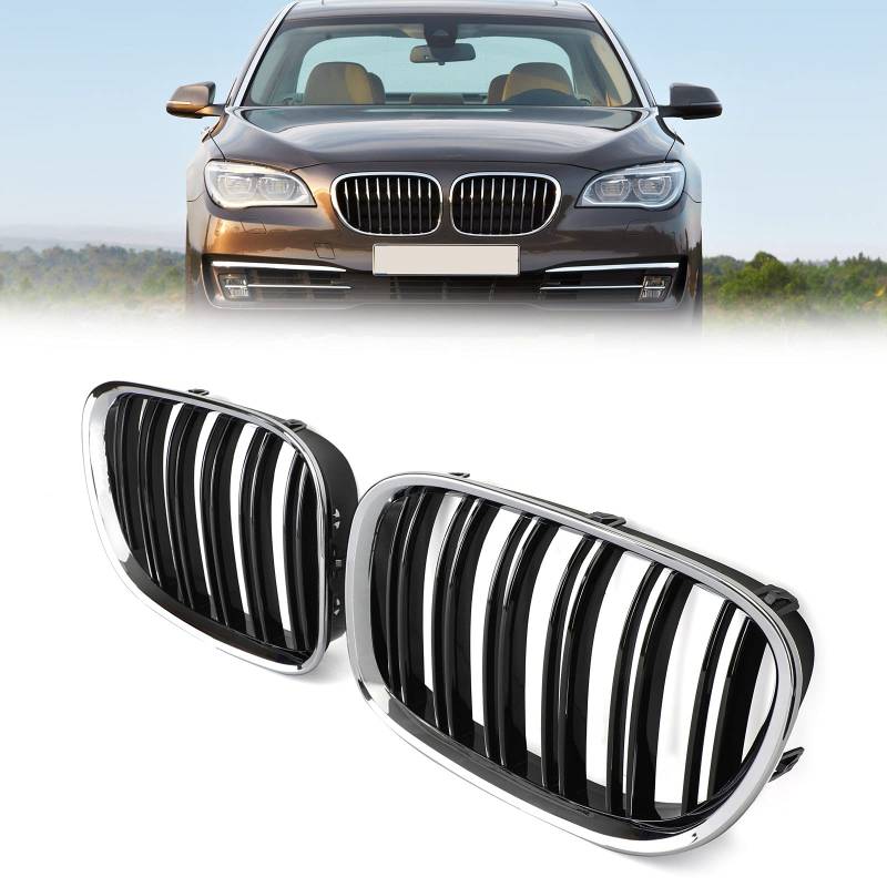 Artudatech Auto Kühlergrill Chrome Black Front Grill Kühlergrill Passend für B-M-W F02 F01 F03 730 740Li 750Li Xdrive 2009-2012 von Artudatech