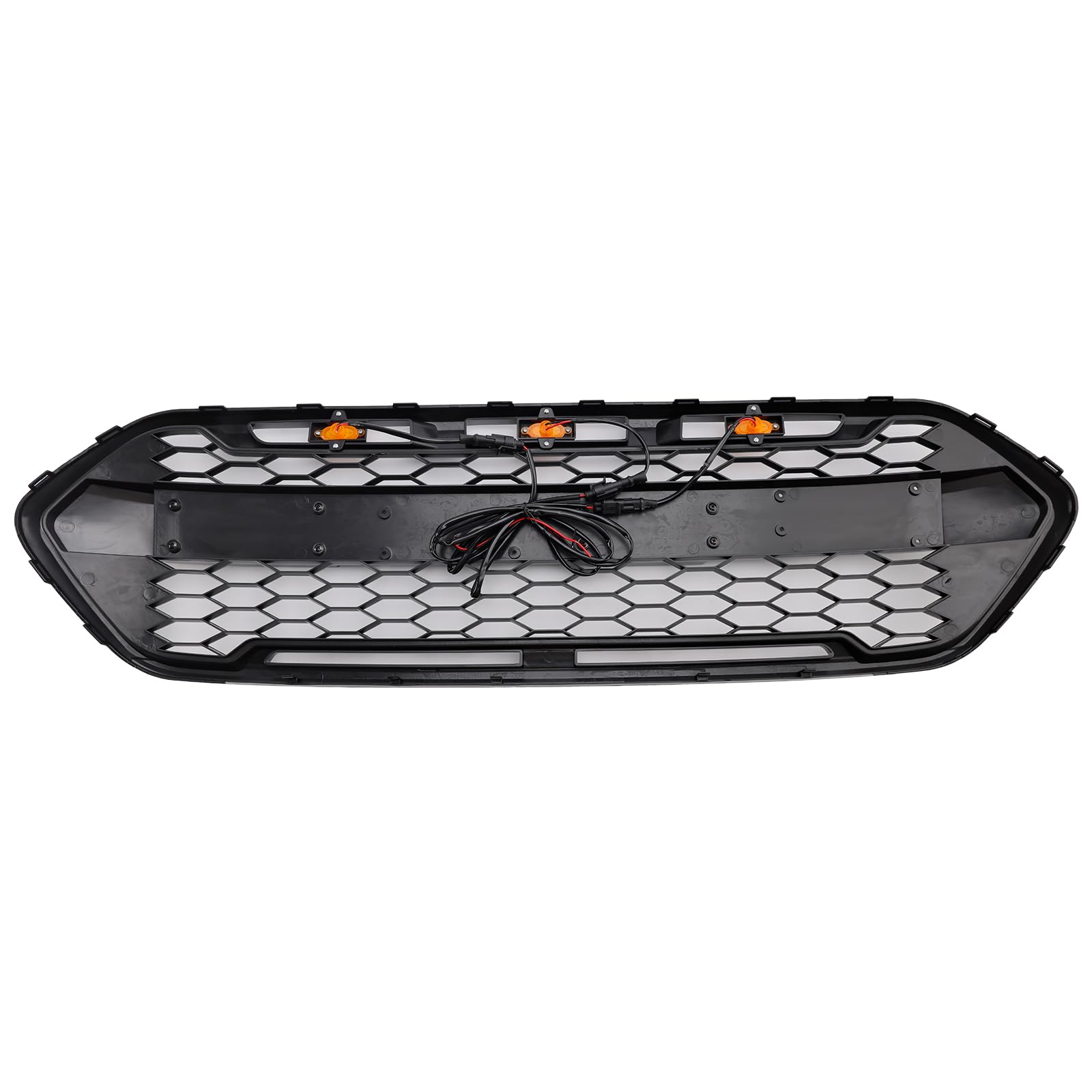 Artudatech Kühlergrill Frontstoßstange Gloss Black Front Bumper Grille Fit for Ford Transit Custom Trail 2018-2023 3LED Artudatech Kühlergrill Frontstoßstange Gloss Black Front Bumper Grille Fit for Ford Transit Custom Trail 2018-2023 3LED von Artudatech