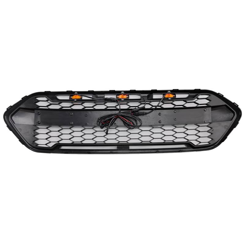 Artudatech Kühlergrill Frontstoßstange Gloss Black Front Bumper Grille Fit for Ford Transit Custom Trail 2018-2023 3LED von Artudatech