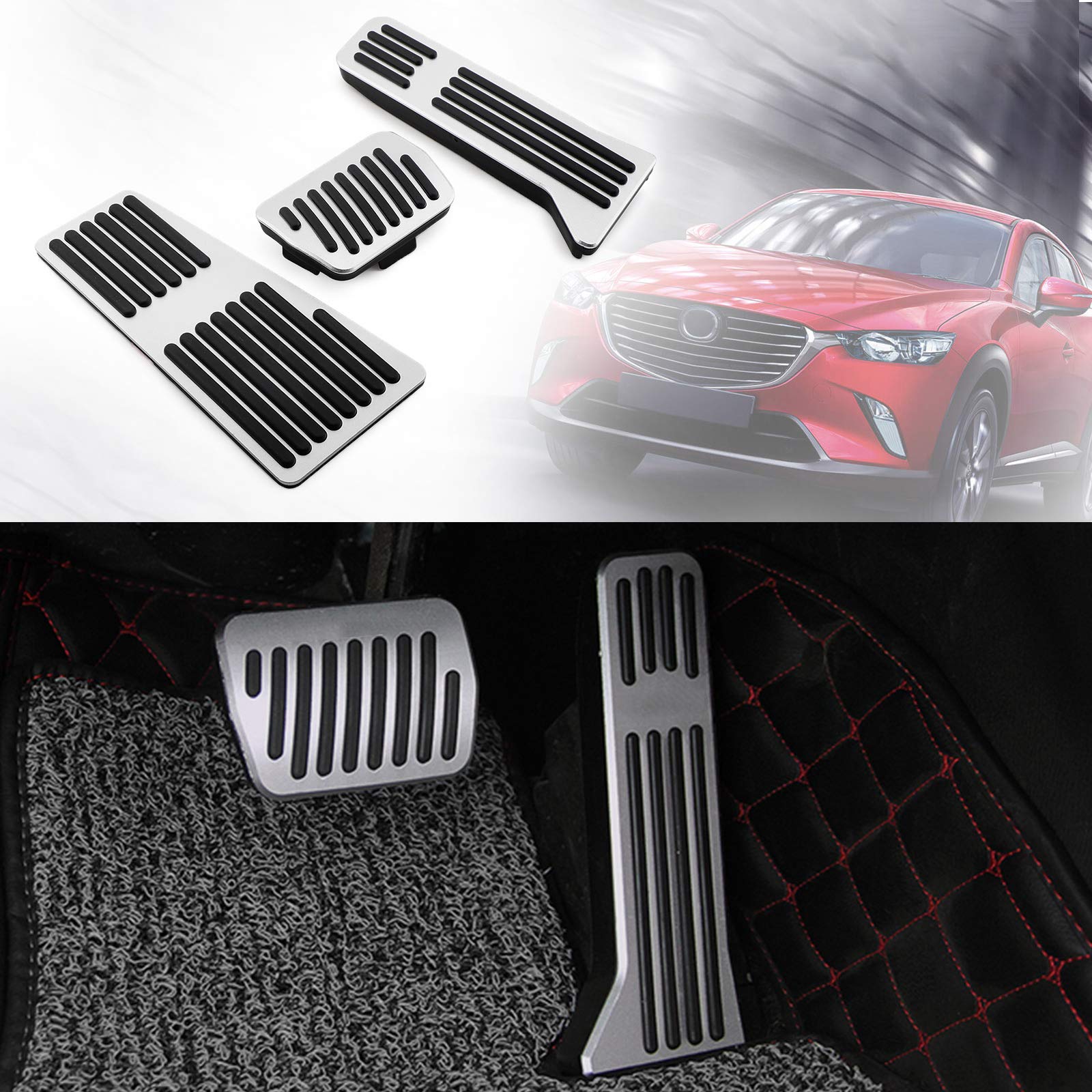 Artudatech Pedalbelag Bremse Kraftstoff Kupplung Fußstütze, Anti Slip Set Gasbremse und Kupplungspedale, Gas Bremspedal Fußpolster für Mazda 3 6 CX3 CX5 CX9 Artudatech Pedalbelag Bremse Kraftstoff Kupplung Fußstütze, Anti Slip Set Gasbremse und Kupplungspedale, Gas Bremspedal Fußpolster für Mazda 3 6 CX3 CX5 CX9 von Artudatech