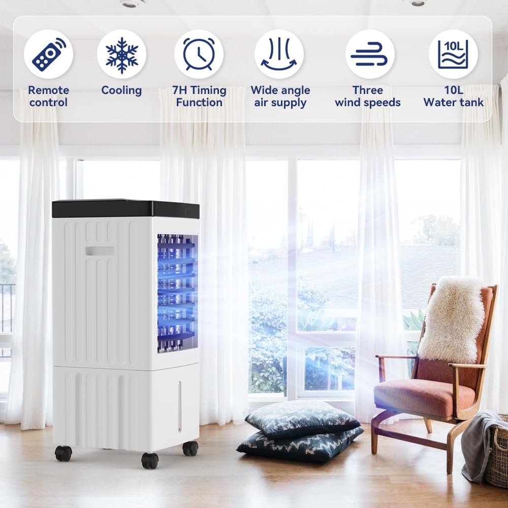 Artudatech Tragbarer Luftkühler mit Fernbedienung & Eisbox 10L Verdunstungskühler für 20-30㎡, Leise & Energiesparend Mobiler Klimagerät-Ersatz für Zuhause, Büro und Camping Artudatech Tragbarer Luftkühler mit Fernbedienung & Eisbox 10L Verdunstungskühler für 20-30㎡, Leise & Energiesparend Mobiler Klimagerät-Ersatz für Zuhause, Büro und Camping von Artudatech
