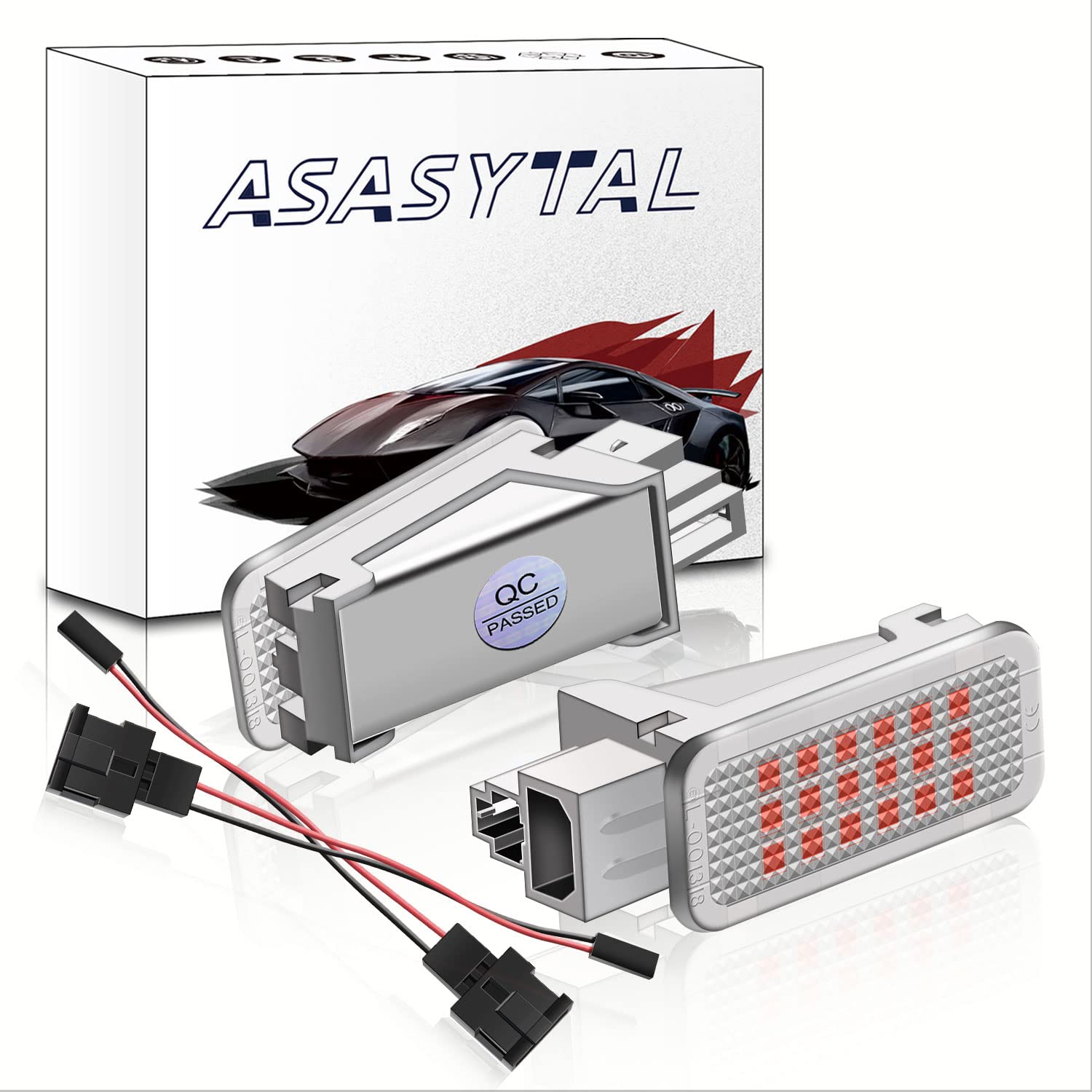 Asasytal Auto Fußraumbeleuchtung Innenbeleuchtung Kofferraum Handschuhfachleuchte Lampe 6000K Superhell Kompatibel mit VW Seat Audi A2 S2 Q5 Q7 R8 ect., Rot, 2 Stück von Asasytal