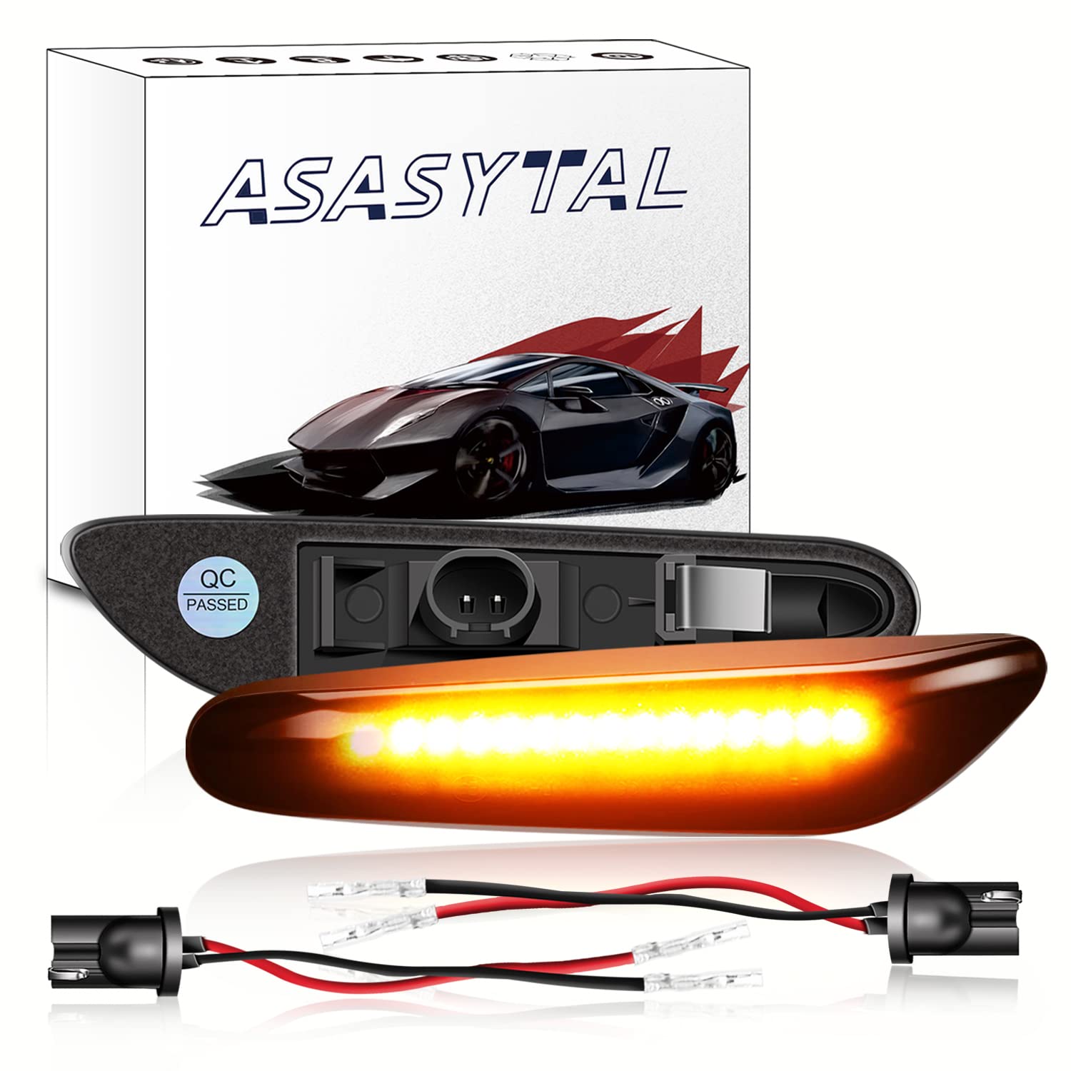 Asasytal Blinker Seitenblinker, Gelb Ultra Heller Seitenblinkleuchten E8 Auto Seitenlichter Set Kompatibel mit BMW Seitenblinker E90 E91 E92 E93 E81 E82 E83 E84 E87 E88 E60 E61 E46 E36, 2 Lampen von Asasytal