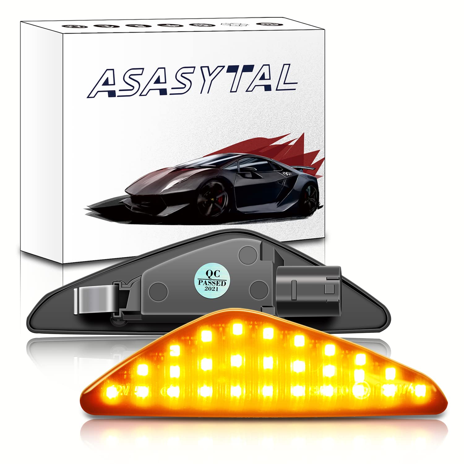 Asasytal Blinker Seitenblinkleuchten Set, Kotflügel-Blinker Gelb Super Heller Schwarze Rauchlinse, Seitenlichter Kompatibel mit BMW Seitenblinker X3 F25 X5 E70 X6 E71 E72, 2 Lampen von Asasytal