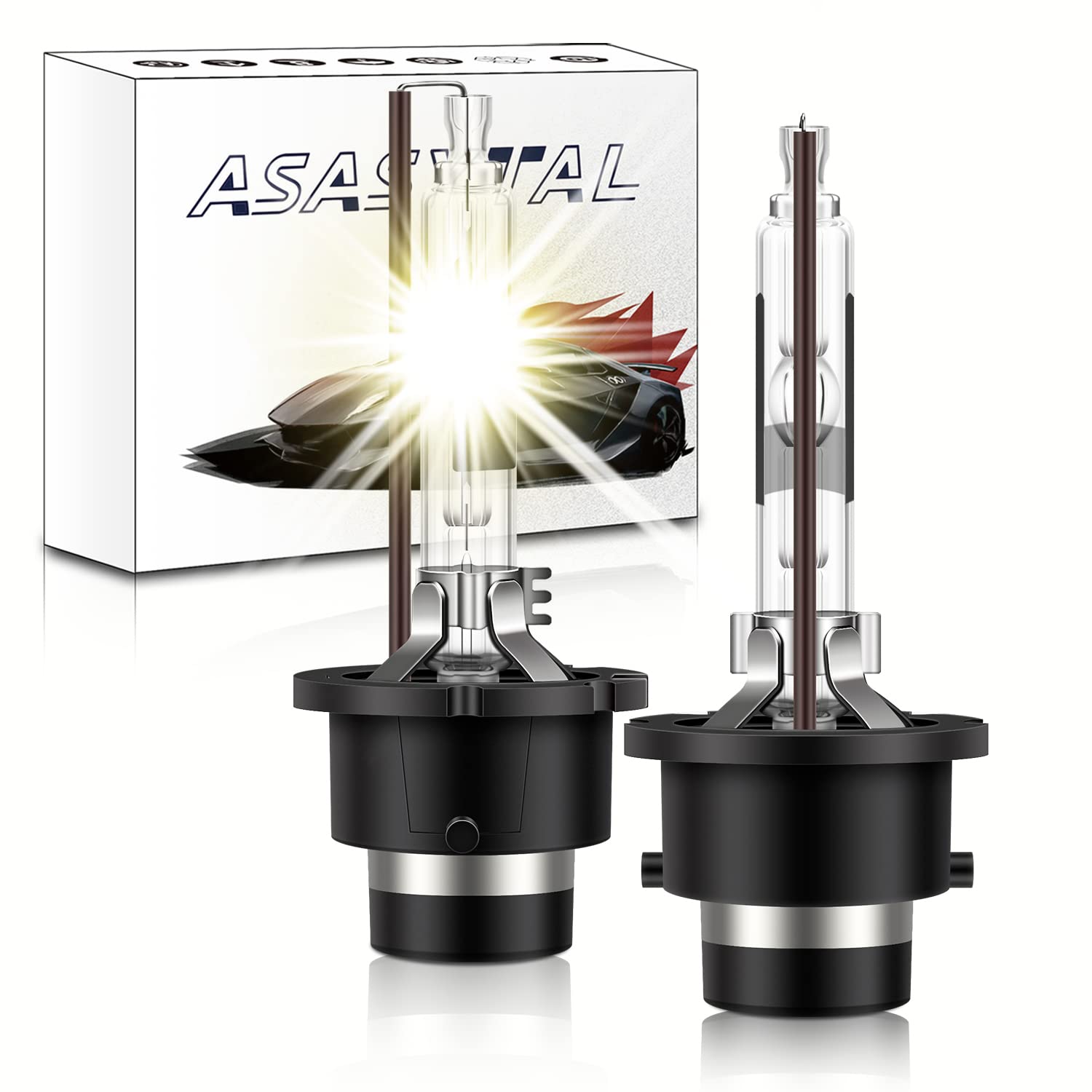 Asasytal D2R Xenonlampen, 35W 4300K Xenon Scheinwerfer Umrüstsatz Warmweiß +300% ultrahell Bi Xenon Umrüstsatz für Xenarc Scheinwerfer Upgrade Glühbirne Retrofit, 2er-Set von Asasytal