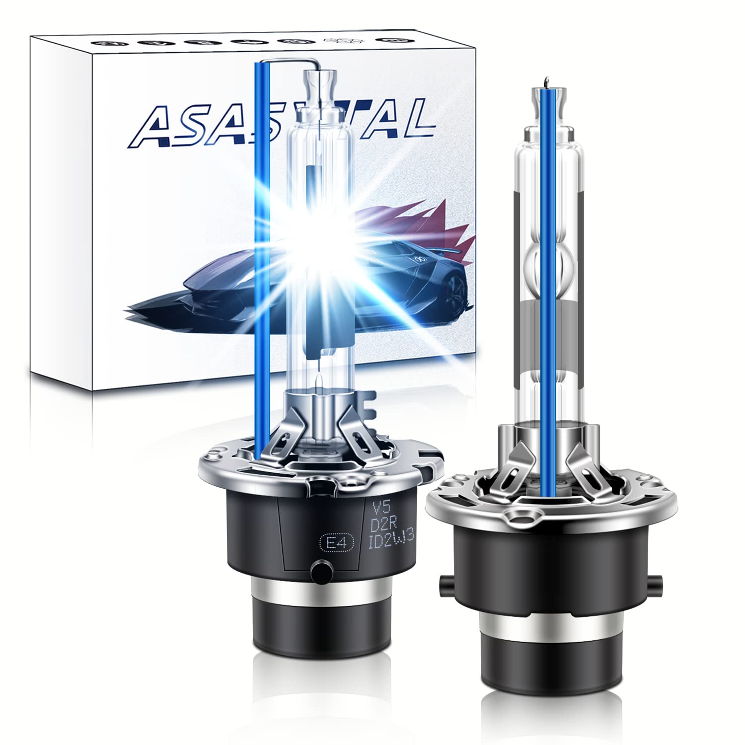 Asasytal D2R Xenonlampen, 35W 8000K Kühles Bläuliches Weiß Nachrüstsatz für Superhelle HID Lampen, Bi-HID Umrüstsatz für Original Xenonlampen Upgrade, Robuste Edelstahlbasis, 2er-Set Asasytal D2R Xenonlampen, 35W 8000K Kühles Bläuliches Weiß Nachrüstsatz für Superhelle HID Lampen, Bi-HID Umrüstsatz für Original Xenonlampen Upgrade, Robuste Edelstahlbasis, 2er-Set von Asasytal