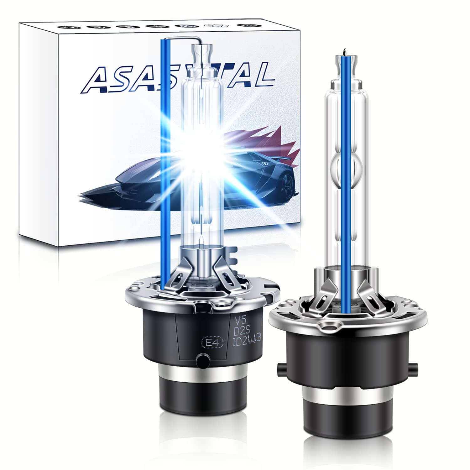 Asasytal D2S Xenonlampen, 35W 8000K Kühles Blau Super Hell Bi-HID Umrüstsatz Xenarc-Scheinwerfer Nachrüstung Ersatz für Xenon Außenscheinwerferlampen, mit Langlebiger Metallbasis, 1 Paar Asasytal D2S Xenonlampen, 35W 8000K Kühles Blau Super Hell Bi-HID Umrüstsatz Xenarc-Scheinwerfer Nachrüstung Ersatz für Xenon Außenscheinwerferlampen, mit Langlebiger Metallbasis, 1 Paar von Asasytal