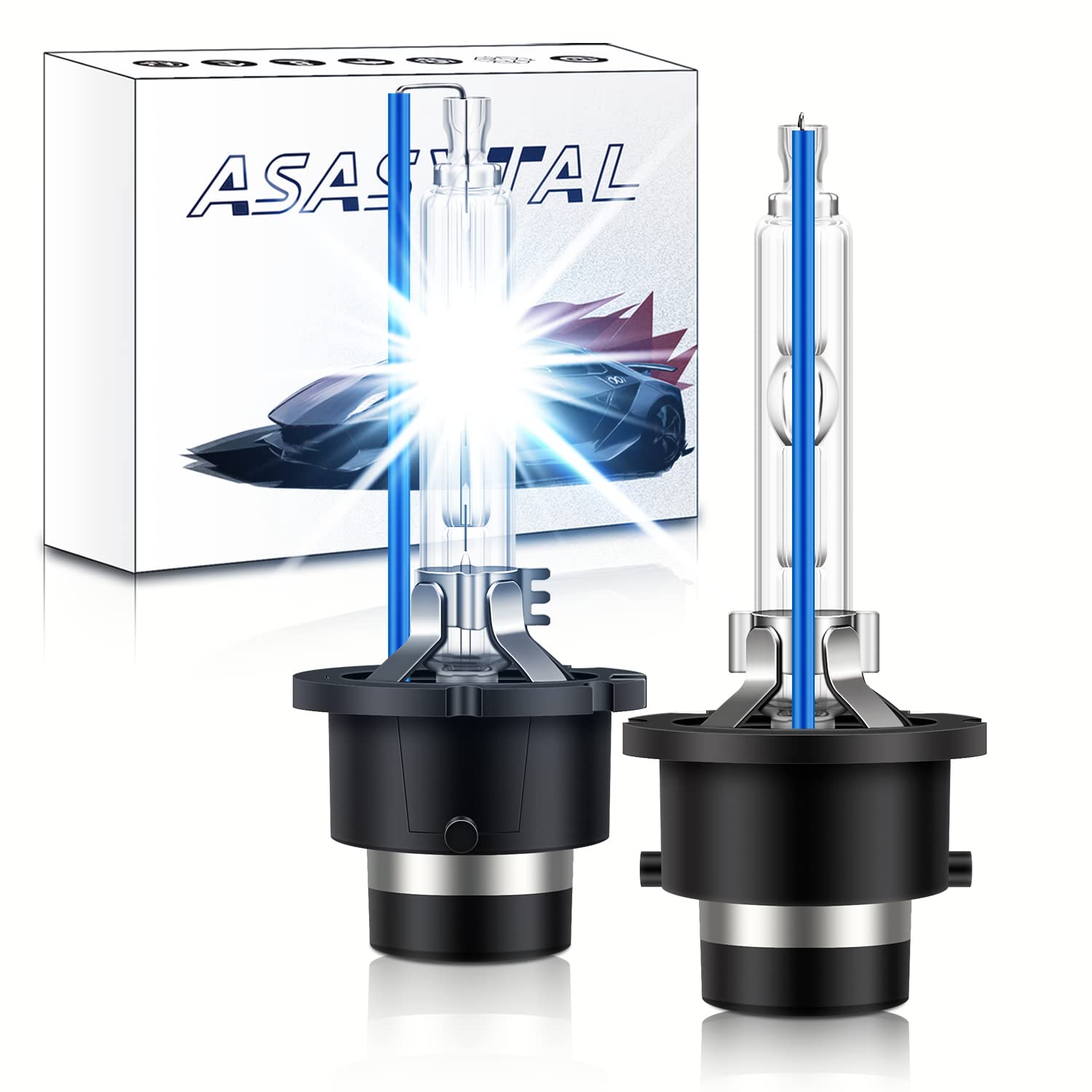 Asasytal D2S Xenonlampen 8000K Kaltblaue Xenarc Glühbirne, X Treme Entladungslampe mit Hoher Helligkeit 35W Bi HID Umrüstsatz für Original Xenon Außenscheinwerferlampen Upgrade, 1 Paar von Asasytal