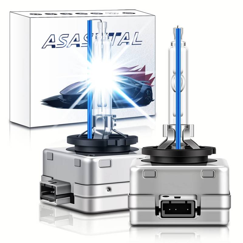 Asasytal D3S Xenon HID Lampen, 35W 12V Scheinwerferlampen 8000K Bläuliches Weiß Superhelligkeit Bi-Xenarc Scheinwerfer Nachrüstsatz für Original Xenonlampen Upgrade, 1 Paar von Asasytal