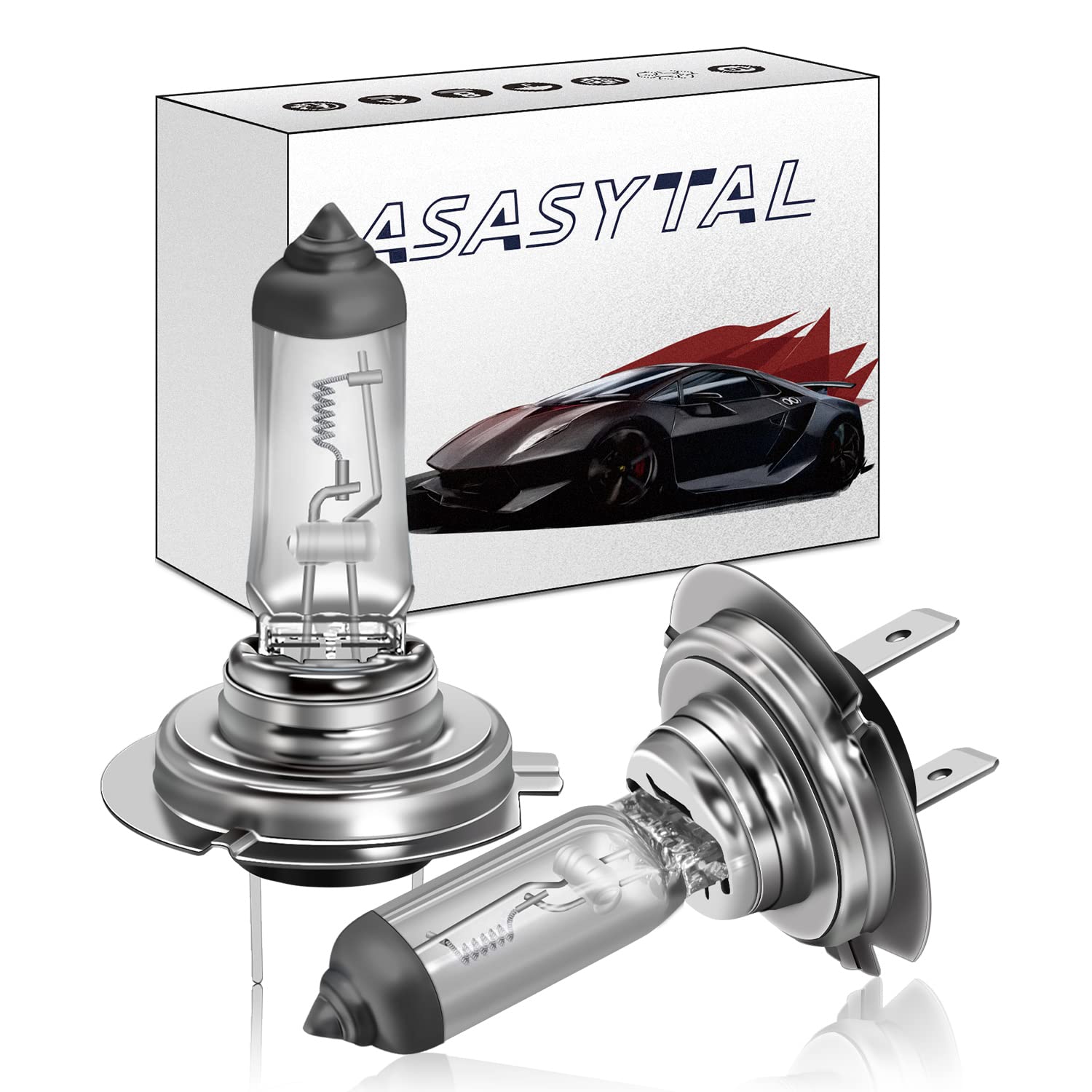 Asasytal H7 24V 70W Halogenlampe, Scheinwerferlampen mit 3000K gelbes, superhelles Licht wie OEM, für den Austausch der Scheinwerferlampen von LKWs, 2 Stücke von Asasytal