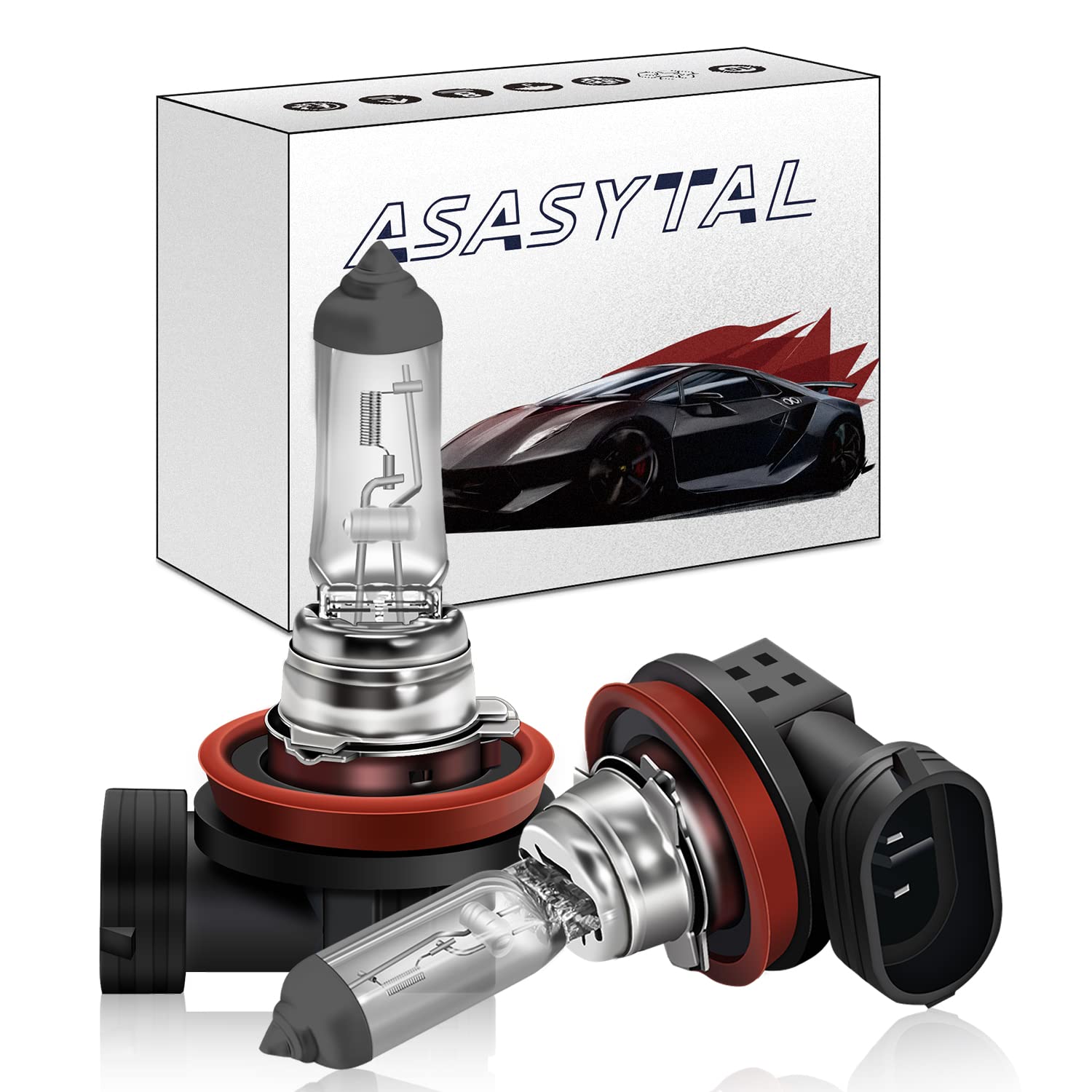 Asasytal H8 12V 35W Halogenlampe Scheinwerfer 3000 K Gelbe, Helle Halogenscheinwerfer für Auto Nebelscheinwerfer/Motorrad Scheinwerferlampen Ersatzset mit guter Durchdringung, 2 Stücke von Asasytal