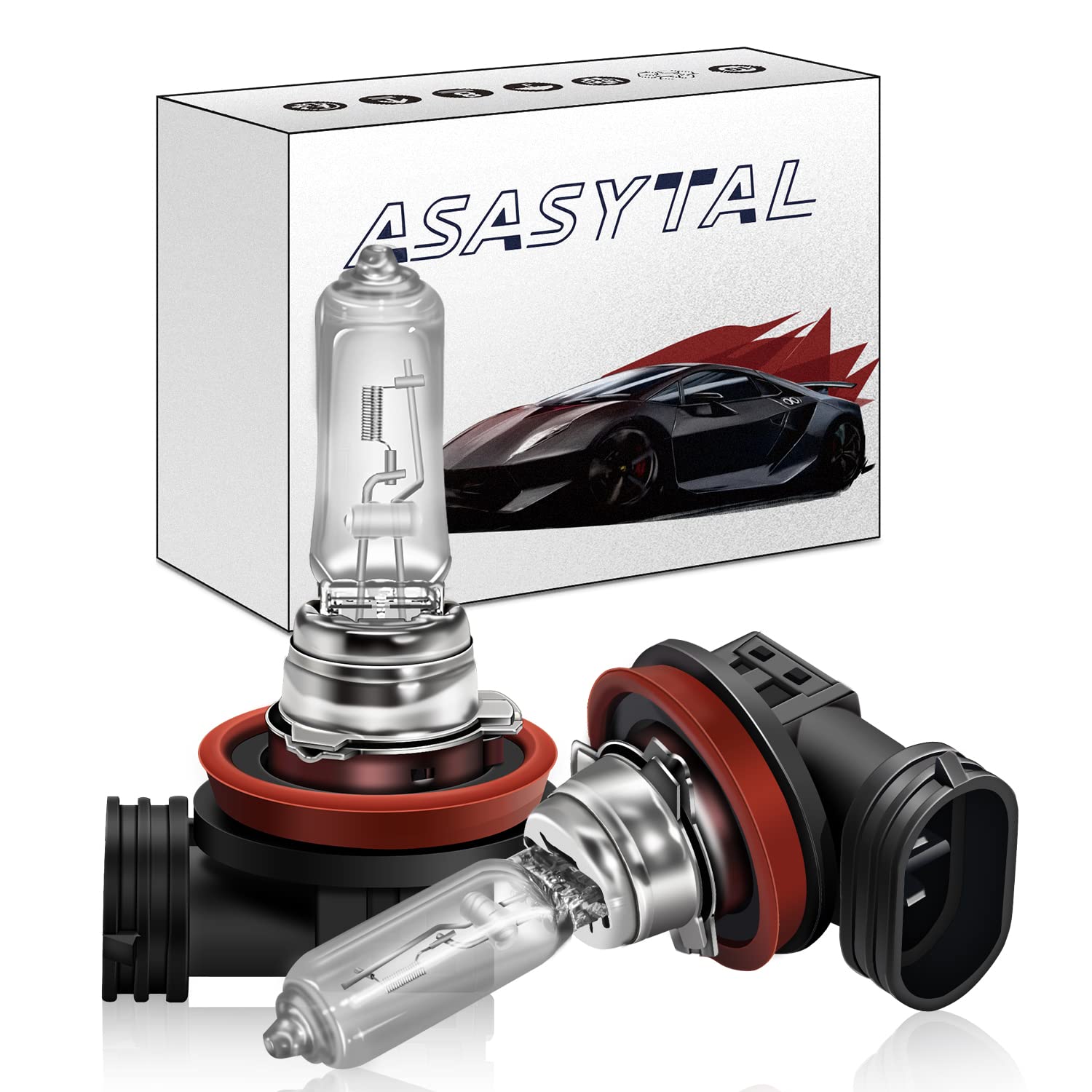 Asasytal H9 12V 65W Glühbirne Halogen Scheinwerfer, Fern/Abblendlicht 3000 K Gelbe Lichter, Nebelscheinwerfer, Automatisches Tagfahrlicht für Original-Halogenlampen-Ersatz, 2 Stücke von Asasytal