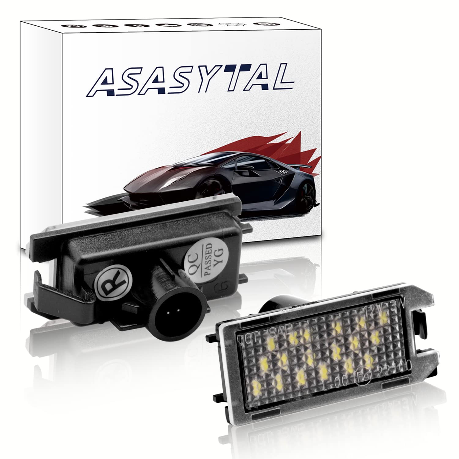 Asasytal LED-Kennzeichenbeleuchtung, Reines weißes SMD voll Nummernschildbeleuchtung hinten 12V Kompatibel mit Fiat 500 Dod-ge VIP-ER Ma-se-rati LEVANTE, 2 Stücke von Asasytal