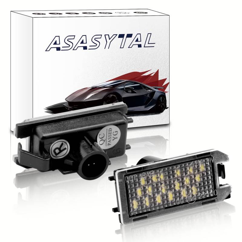Asasytal LED-Kennzeichenbeleuchtung, Reines weißes SMD voll Nummernschildbeleuchtung hinten 12V Kompatibel mit Fiat 500C Dod-ge VIP-ER Ma-se-rati LEVANTE, 2 Stücke von Asasytal
