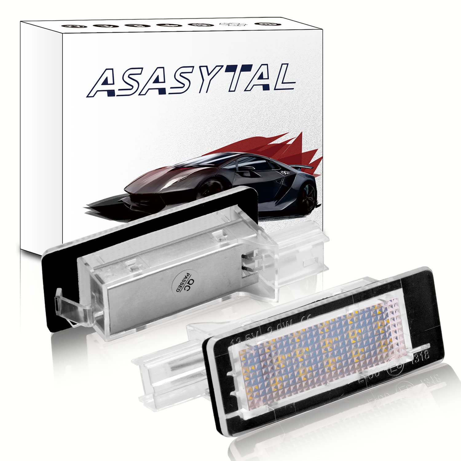 Asasytal LED Kennzeichenbeleuchtung 6000K Bright Weiß Lampen Leuchtmittel, Hellweiß fehlerfrei Kompatibel mit Renault Cap-tur J5 Es-pace MK4 Flu-ence Sce-nic MK2/3 MPV Grand Sce-nic MK2/3, 2 Stücke von Asasytal