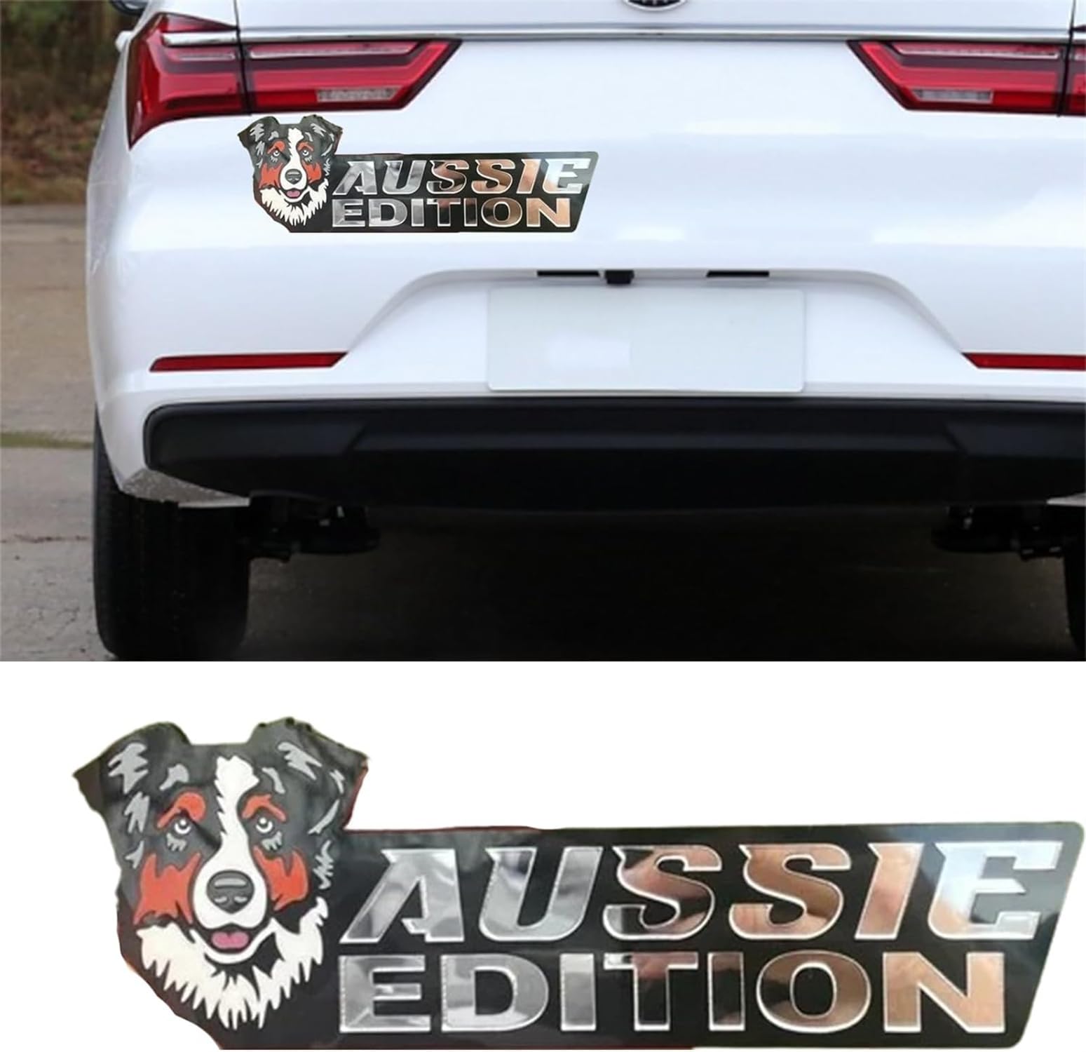 Dog Car Badge Laser Cutting Car Emblem,3D Dogs Badge Rated Car Emblem,Automotive Car Badge Decals Stickers,Rectangle Mirror Acrylic Badge Sticker,Car Exterior Emblems Badge (Australian Shepherd) von Ashopfun