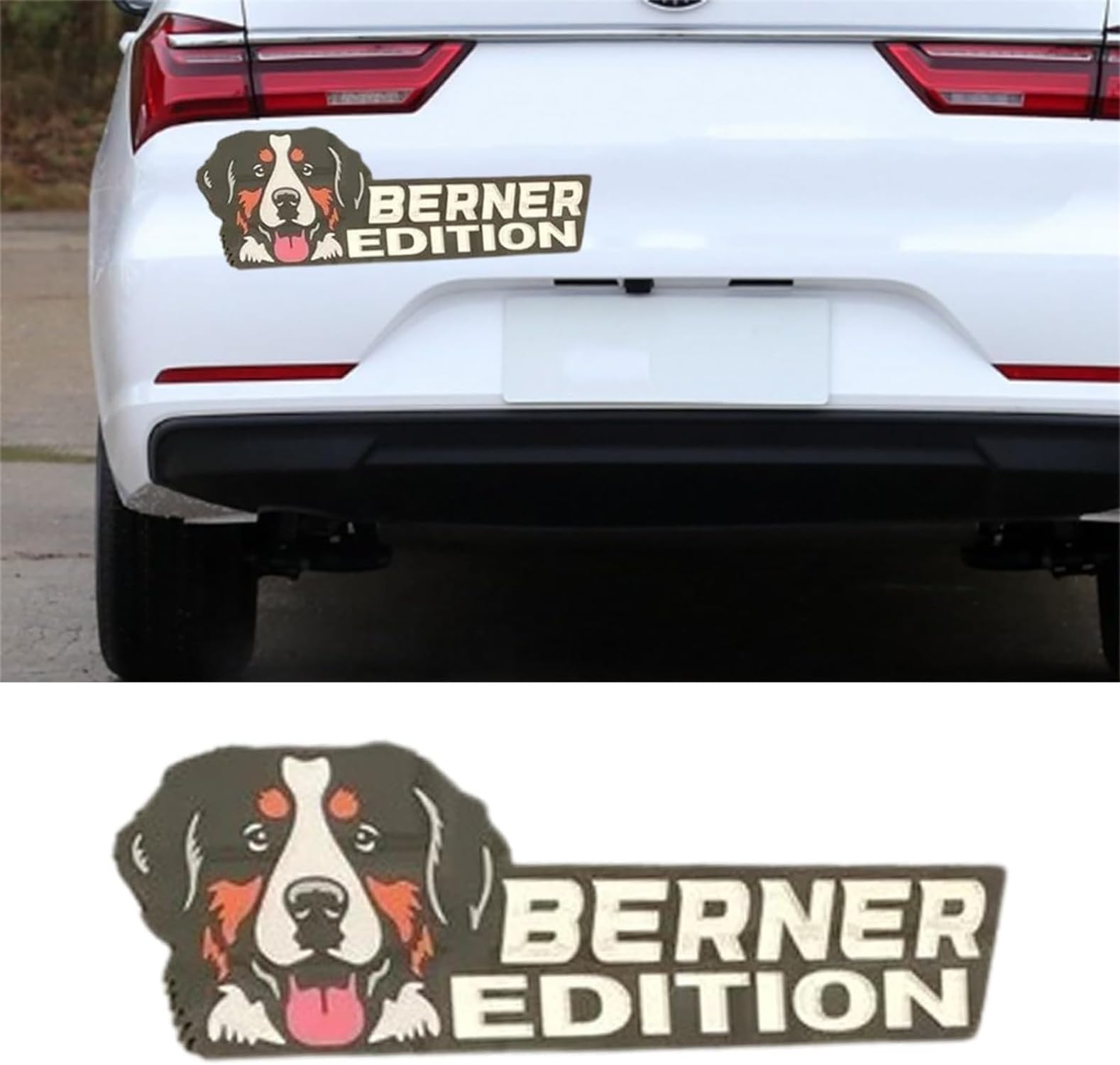 Dog Car Badge Laser Cutting Car Emblem,3D Dogs Badge Rated Car Emblem,Automotive Car Badge Decals Stickers,Rectangle Mirror Acrylic Badge Sticker,Car Exterior Emblems Badge (Bernese Mountain Dog) von Ashopfun