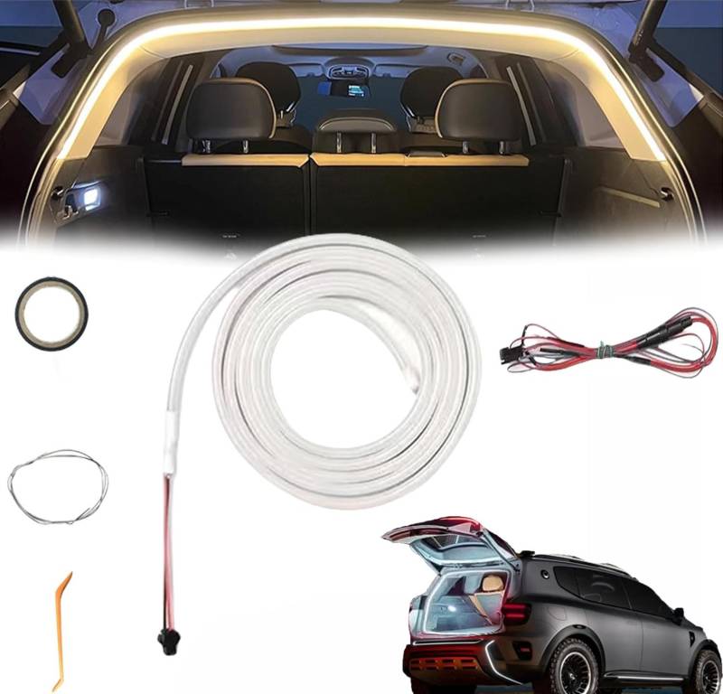 Dynamisch fließender Kofferraum-Lichtstreifen, schneidbar, wasserdicht, Kofferraum-LED-Lichtleiste, einfache Installation, universelle Passform (Warm, 4 m) von Ashopfun