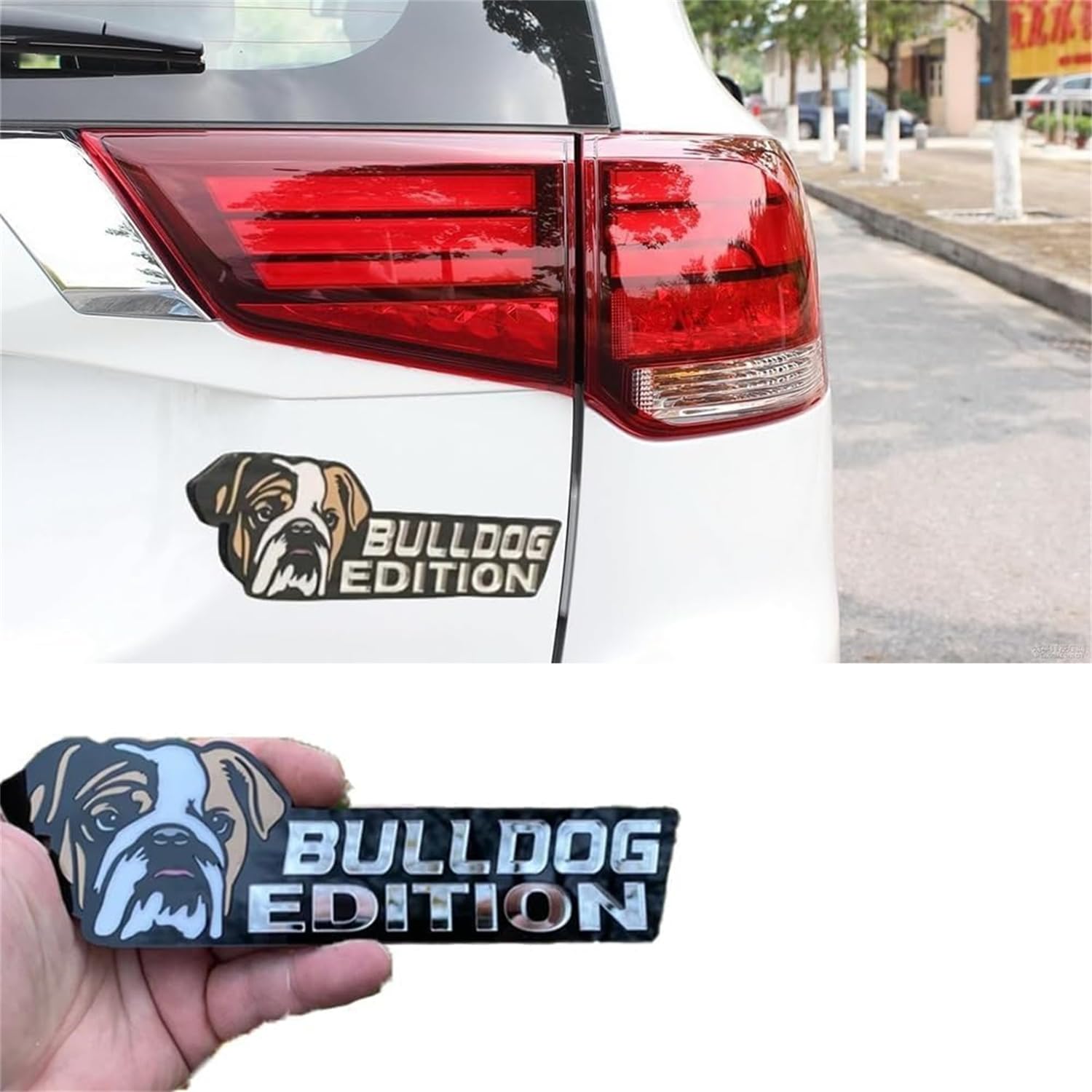 Hunde-Autoabzeichen, lasergeschnitten, 3D-Hundeabzeichen, Auto-Emblem, Auto-Emblem, rechteckiger Spiegel, Acryl-Abzeichen, Aufkleber, Boot-Außendekoration (Bulldogge) von Ashopfun