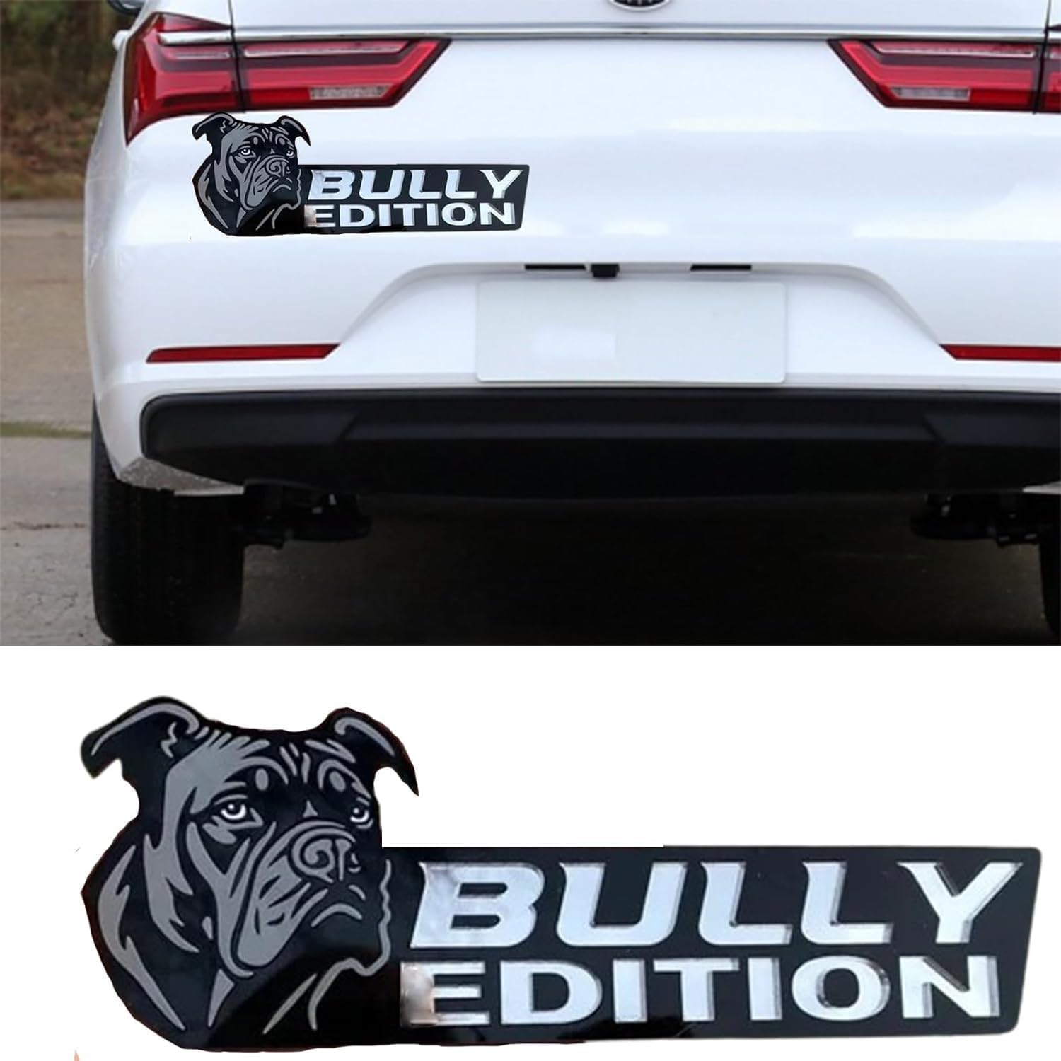 Ashopfun Hunde-Autoabzeichen, lasergeschnitten, 3D-Hundeabzeichen, Auto-Emblem, Auto-Emblem, rechteckiger Spiegel, Acryl-Abzeichen, Aufkleber, Bootsaußendekoration (American Bully) von Ashopfun