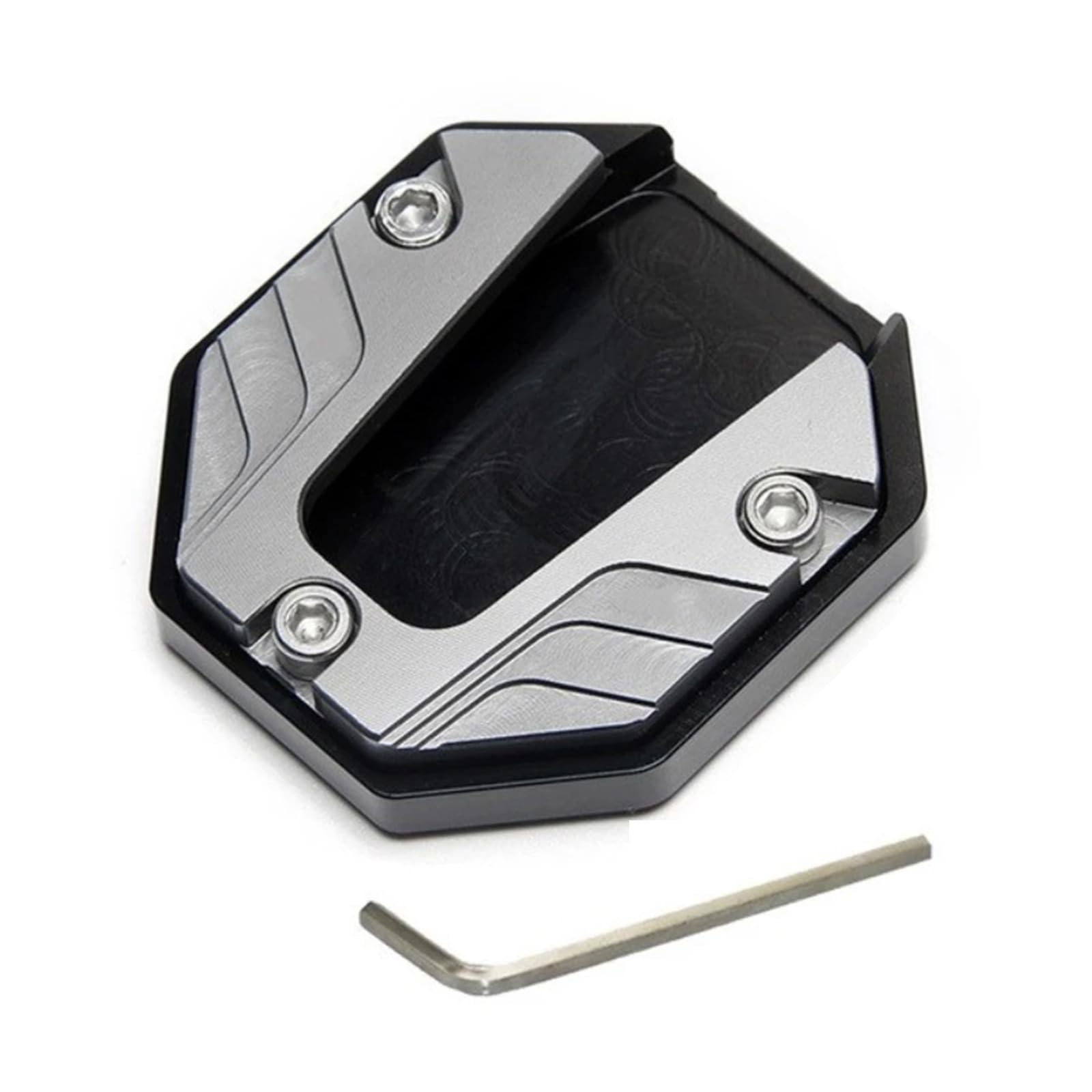 Ashuxxn Motorrad Ständer Fuß Seitenverlängerung Pad Unterlage Fuß-Verbreiterung Ständer Platte Universal Motorrad Seitenständer Motorrad Seitenständer Verlängerung Pad CNC Aluminium (Silbrig) von Ashuxxn