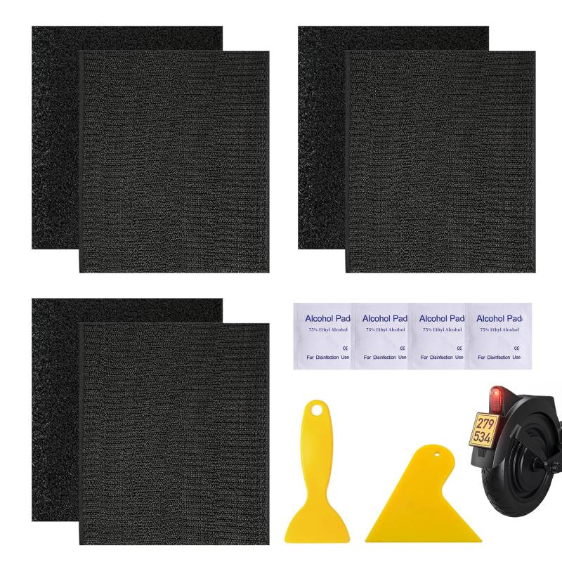 3 Paare Kennzeichenhalter Klett Klettband Kennzeichen Enthält 4 Packungen Reinigungstücher und 2 Schaber, Selbstklebendes Design, Geeignet für Roller, Autos von Asitanie