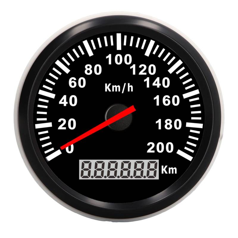 Asixxsix 85 Mm Tachometer-Kilometerzähler, 0-200 Km/h 0-99999,9 Km Laufleistung, IP67 Wasserdichter und Staubdichter Geschwindigkeitsmesser mit LCD-Anzeige mit Roter Hintergrundbeleuchtung von Asixxsix