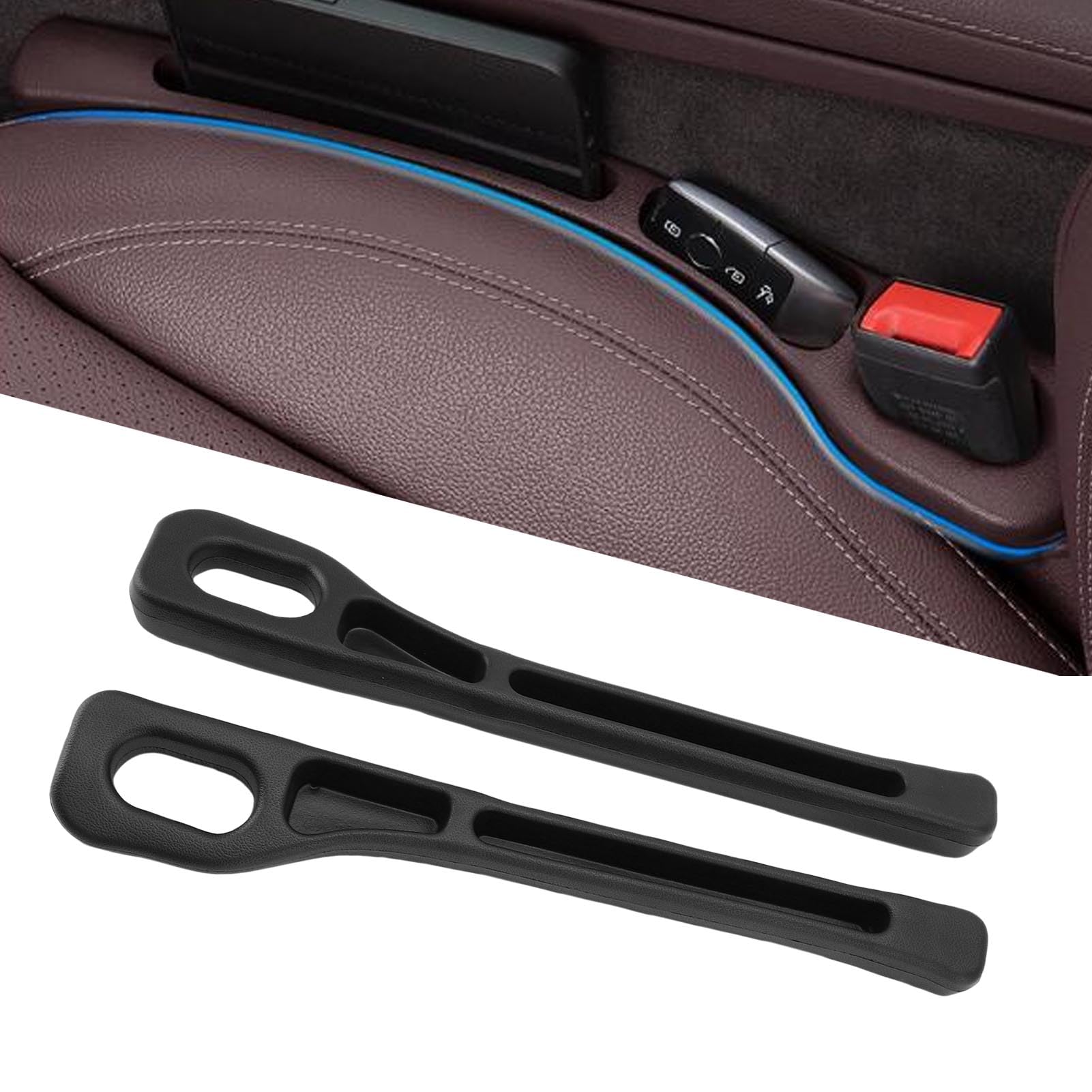 Asixxsix 2er-Pack Autositz-Lückenfüller, Universeller Autositz-Lückenstopfen Zum Füllen der Lücke zwischen Sitz und Konsole, Autositz-Spaltenblocker Verhindert das Herunterfallen von (Black) von Asixxsix
