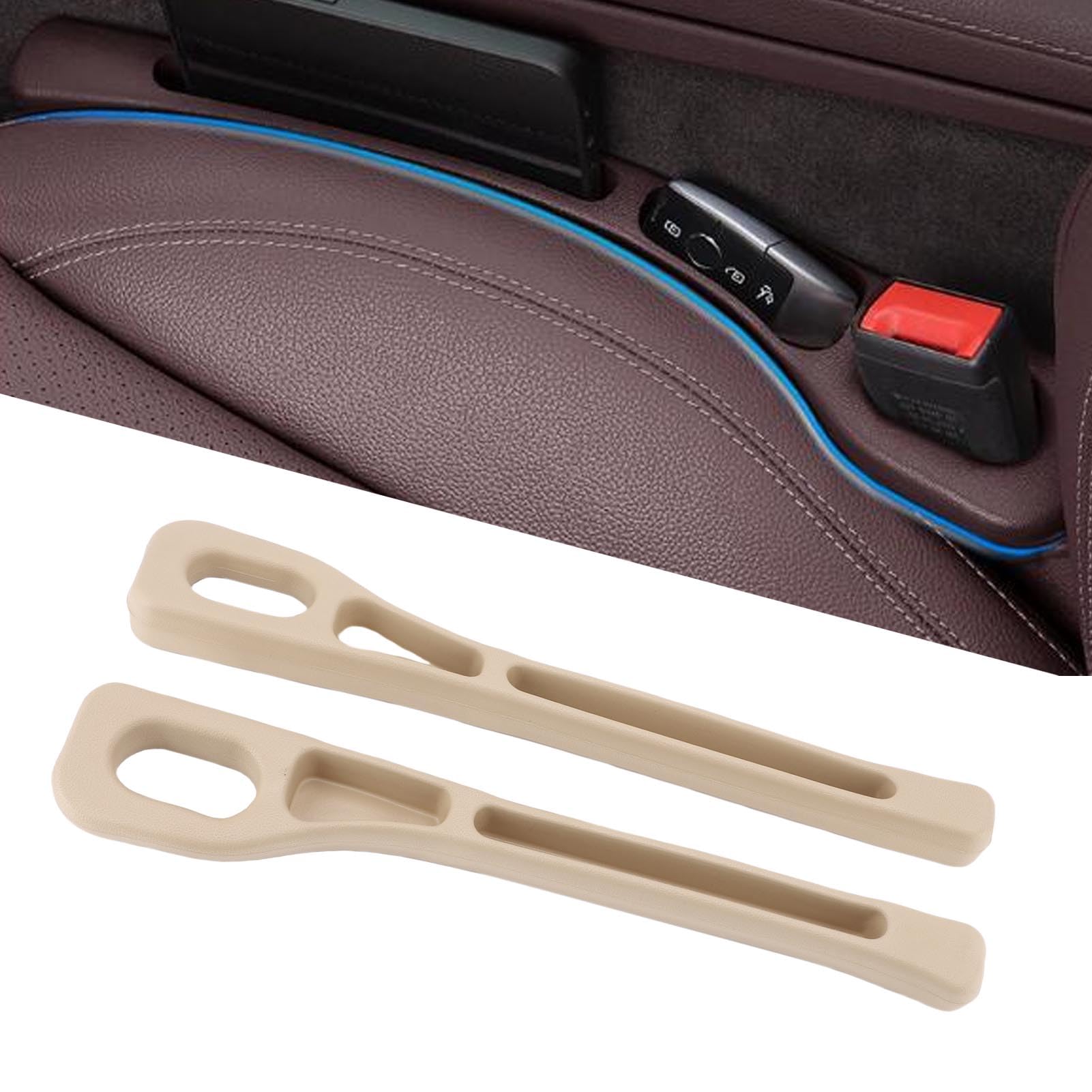 Autositzlücke Füllstoff 2 Pack, Universeller Autositz -Seitenlückenfüller Organizer mit Telefonhalter, Autositzspaltblocker Halten Sie die Dinge ab Fallen, Autositzspaltstopfen (Beige) von Asixxsix