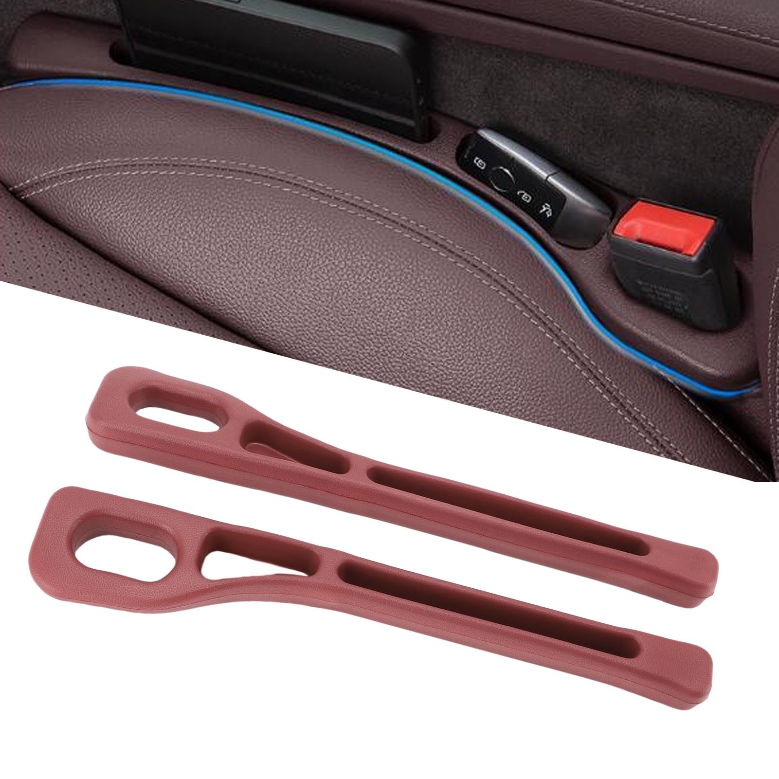 Autositzlücke Füllstoff 2 Pack, Universeller Autositz -Seitenlückenfüller Organizer mit Telefonhalter, Autositzspaltblocker Halten Sie die Dinge ab Fallen, Autositzspaltstopfen (Rot) von Asixxsix
