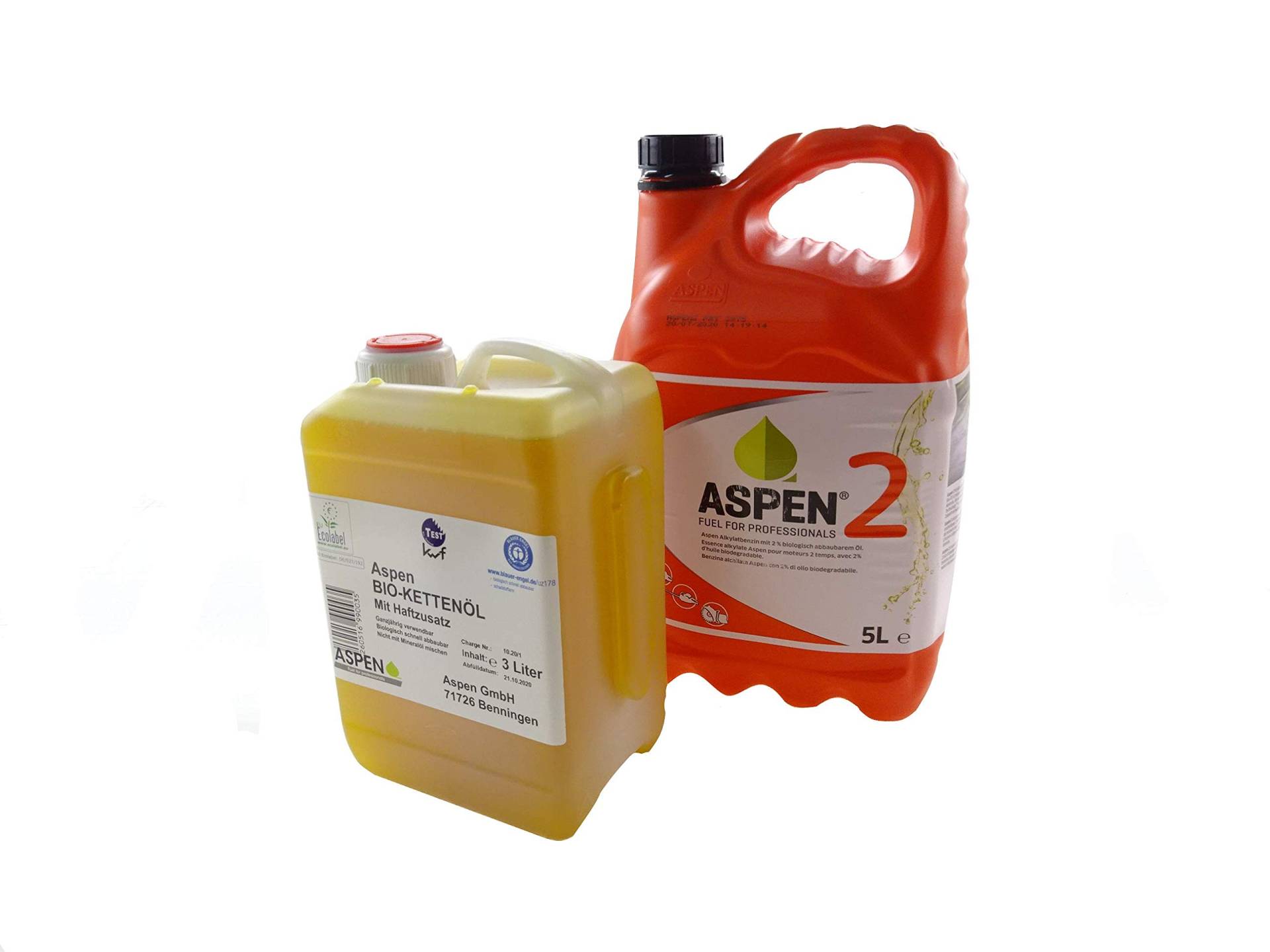 ASPEN 5L 2-Takt Alkylatbenzin mit 3L ASPEN Bio Kettenöl von Aspen