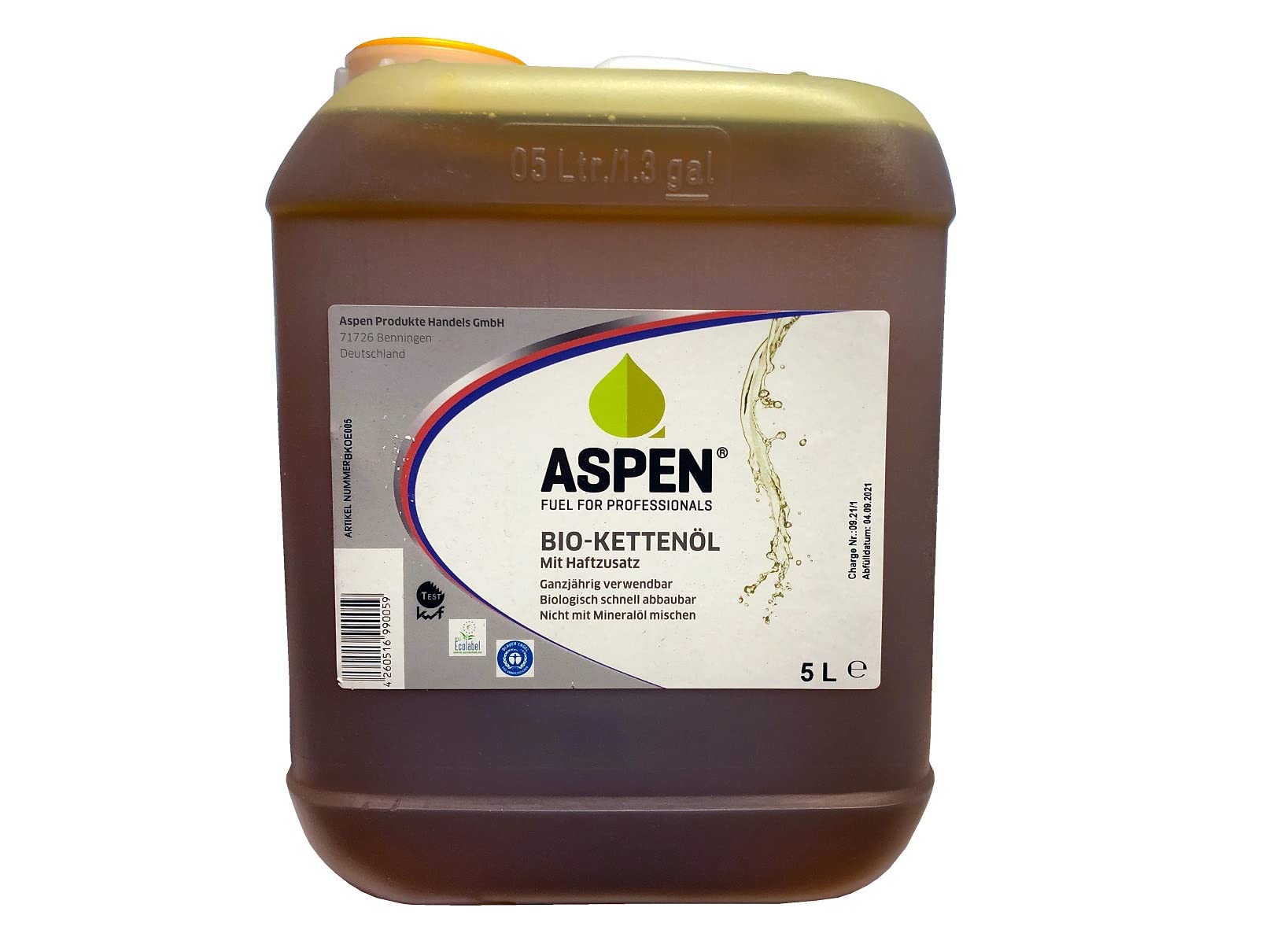 ASPEN BIO Sägekettenöl im 5L Kunststoffkanister von Aspen