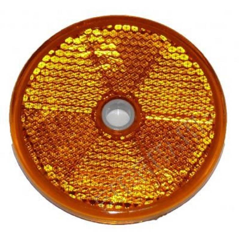 10x Reflektor Rund 60mm GELB E-Prüfzeichen für Anhänger Pritsche links rechts Katzenauge orange von Aspöck