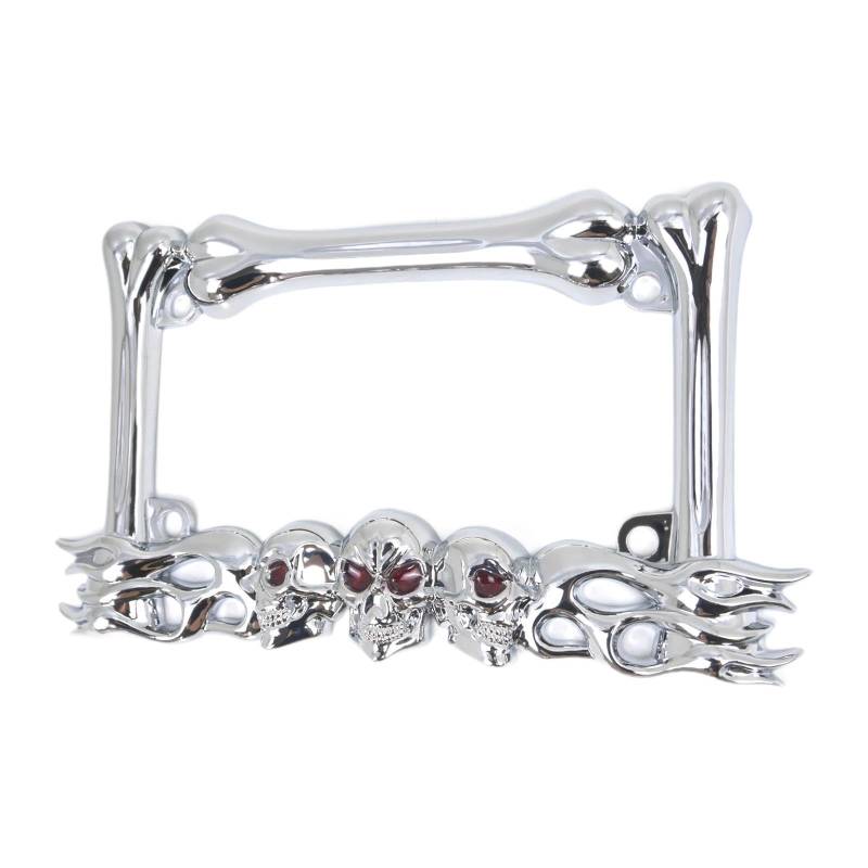 AsrMyjcx Motorrad Kennzeichenhalter, Gothic Design, 22,9 X 14 cm, Zubehör für Fahrräder, Silbrig von AsrMyjcx